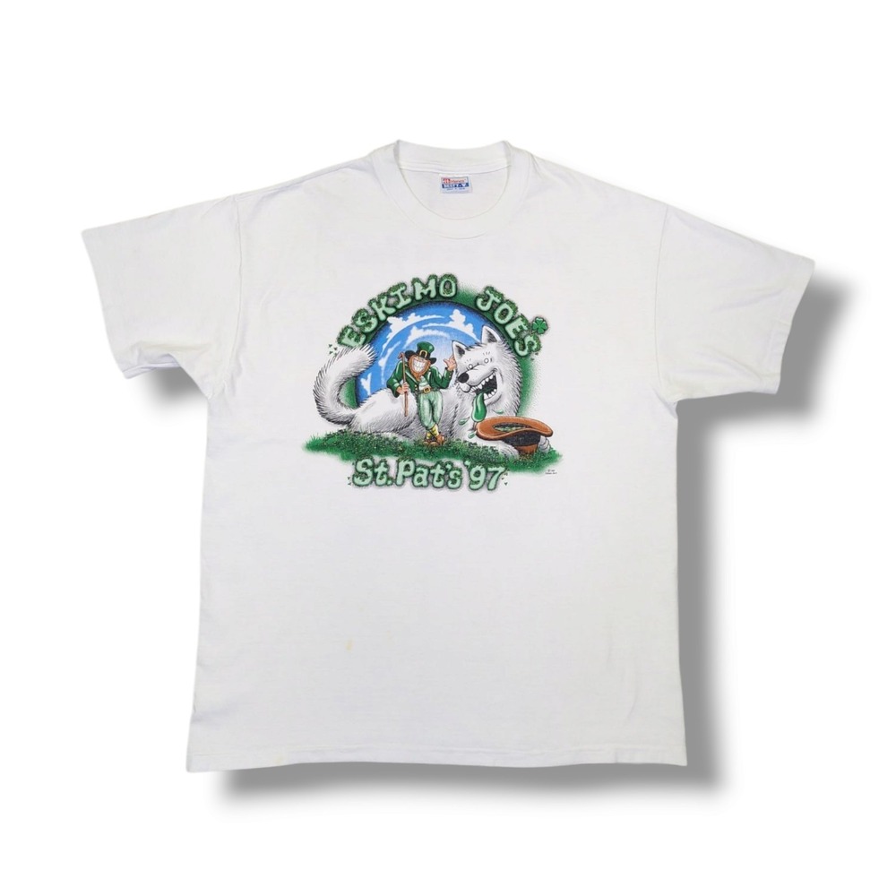Eskimo Joe's St. Pat's 1997 Graphics White Hanes Beefy-T T-Shirt Men's XL
